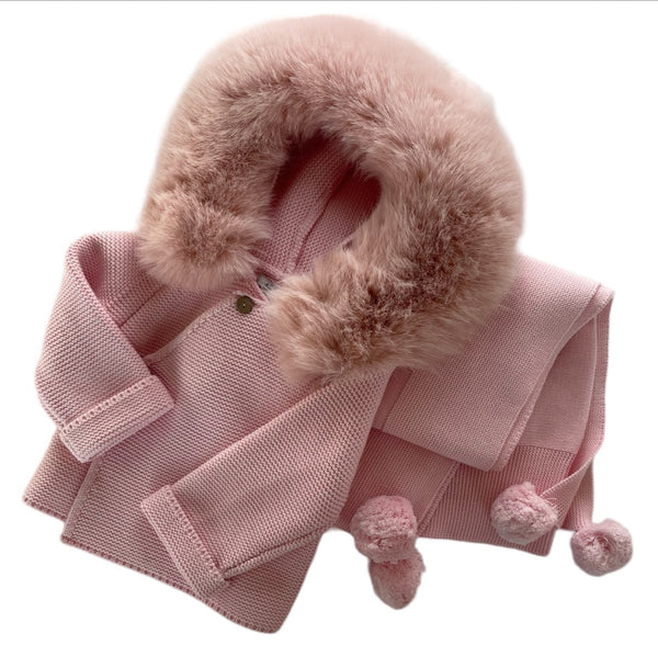 Knit Jacket with Removable Faux Fur 100%Cotton – A Soft Idea Knit Jacket with Removable Faux Fur 100%Cotton – A Soft Idea