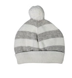 Cotton Striped Hat with Pompom