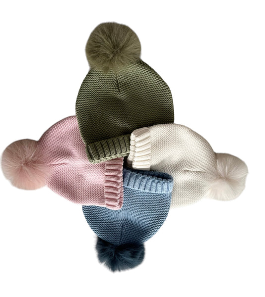 1731 - Faux Fur Pompom Knit Hat