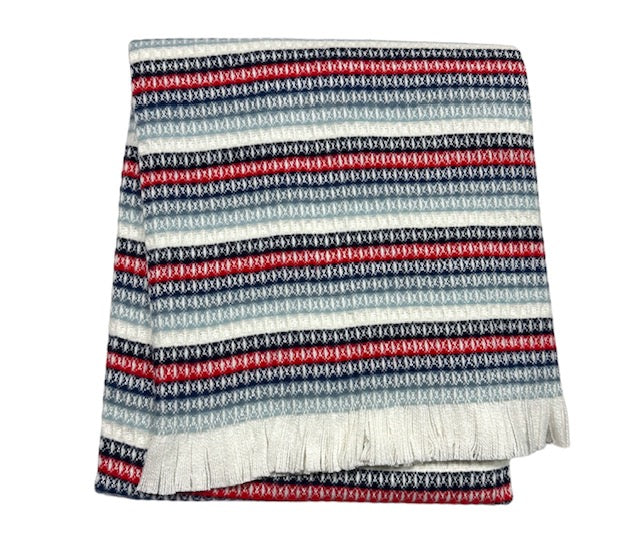 Cotton Blend Fringed Texture Multi Stripe Baby Blanket