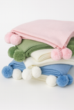 4031 - Knit Baby Blanket with Pompoms 100% Cotton