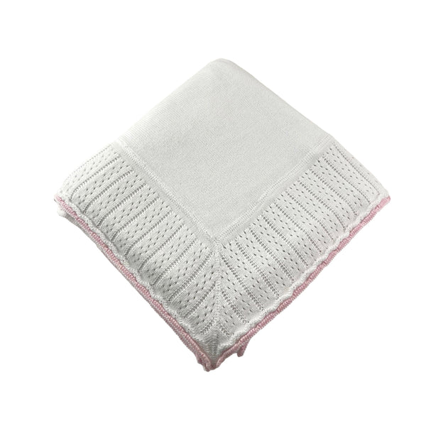 1326 Cotton Jersey Baby Blanket with Knitted ColorTipped Pointelle