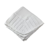 Cotton Jersey Baby Blanket with Knitted Color-Tipped Pointelle Border