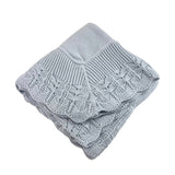 Cotton Jersey Baby Blanket w Knitted Scallop Lace Border