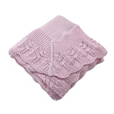 Cotton Jersey Baby Blanket w Knitted Scallop Lace Border