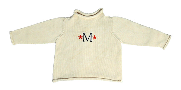 monogrammed roll neck pullover sweater by a soft idea