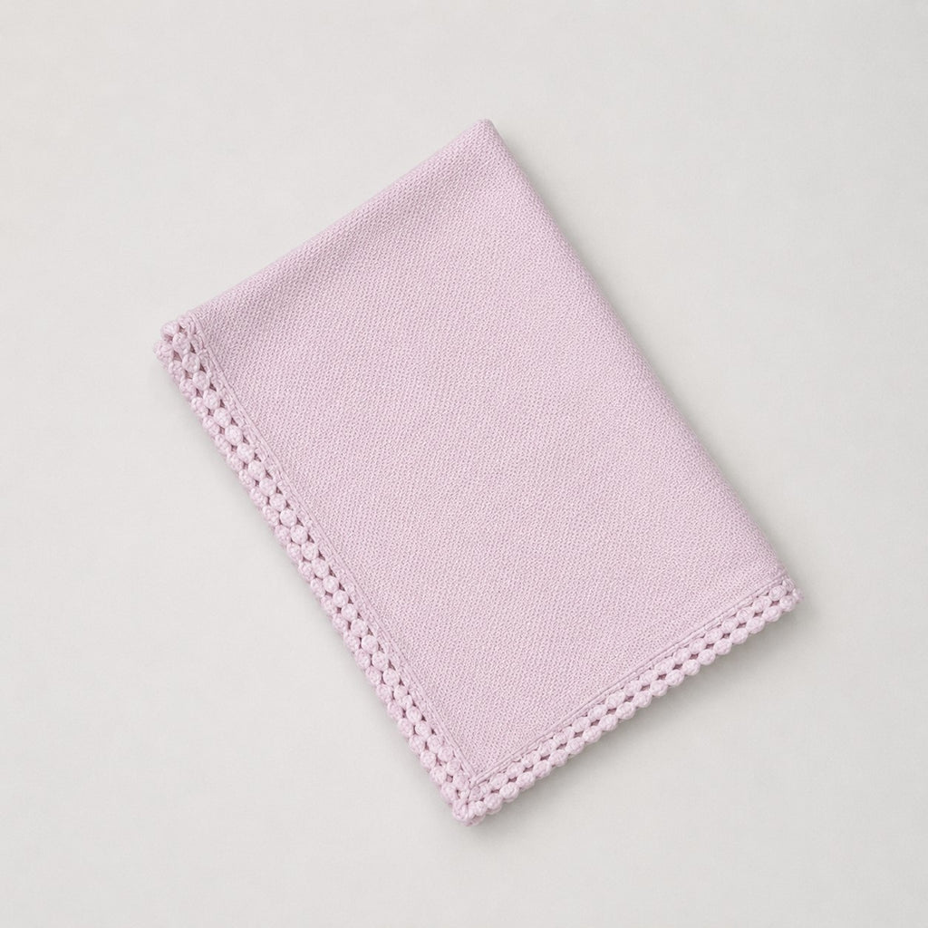 Petite Basketweave With Lace Trim Baby Blanket
