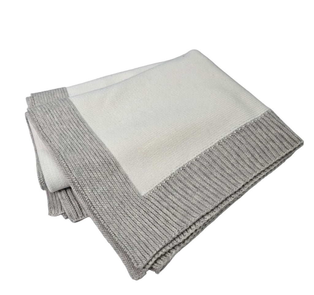 Jersey Knit Blanket with Contrast Rib Border