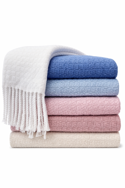 Basket Weave Textured Baby Blanket with Fringes