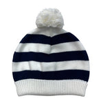 Cotton Striped Hat with Pompom