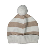 Cotton Striped Hat with Pompom