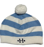 Cotton Striped Hat with Pompom