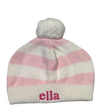 Cotton Striped Hat with Pompom