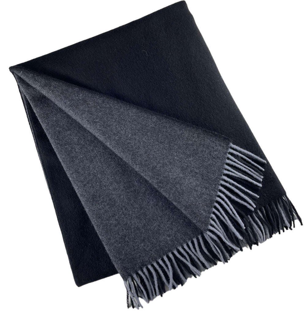 2138 - 100% Wool Two-Tone Throw with Fringe 51"x75"