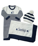 Seed Stitched Striped Cotton Onesie