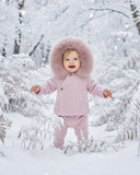 Knit Jacket with Removable Faux Fur 100%Cotton