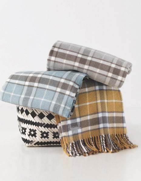 Plaid Blend Fringed Throw