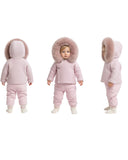 Knit Jacket with Removable Faux Fur 100%Cotton