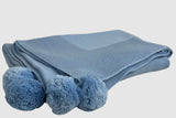 Knit Baby Blanket with Pompoms 100% Cotton