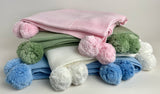 Knit Baby Blanket with Pompoms 100% Cotton