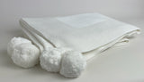 Knit Baby Blanket with Pompoms 100% Cotton