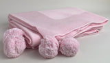 4031 - Knit Baby Blanket with Pompoms 100% Cotton