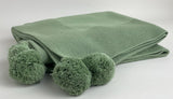 Knit Baby Blanket with Pompoms 100% Cotton