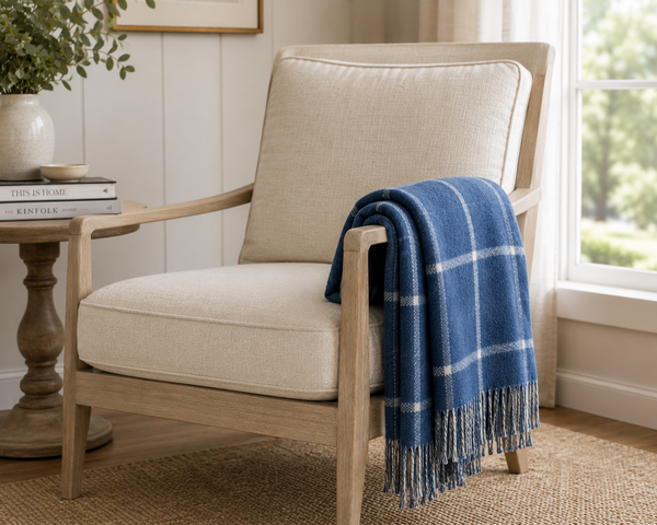 Double Face Cotton Window Pane Throw with Fringes
