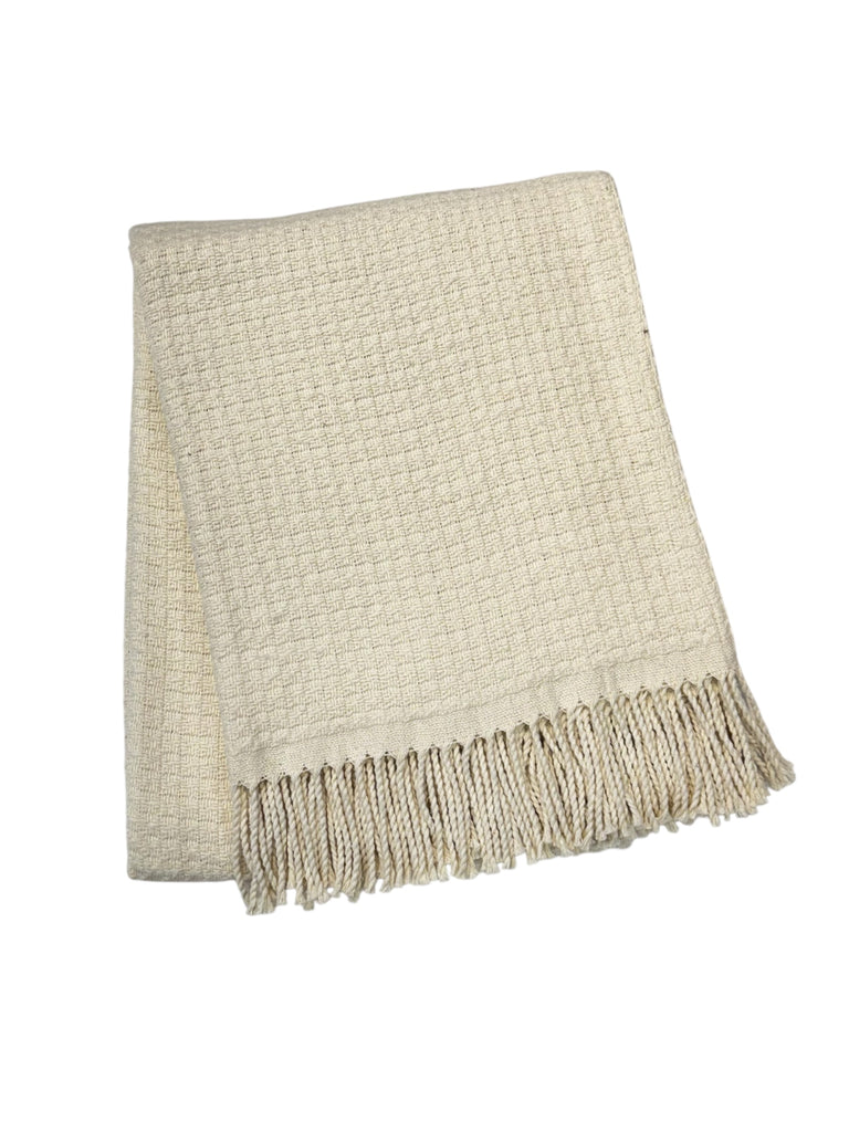 Basket Weave Textured Throw with Fringes