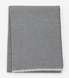 Cotton-Blend Mini Herringbone Throw with Eyelash Fringes
