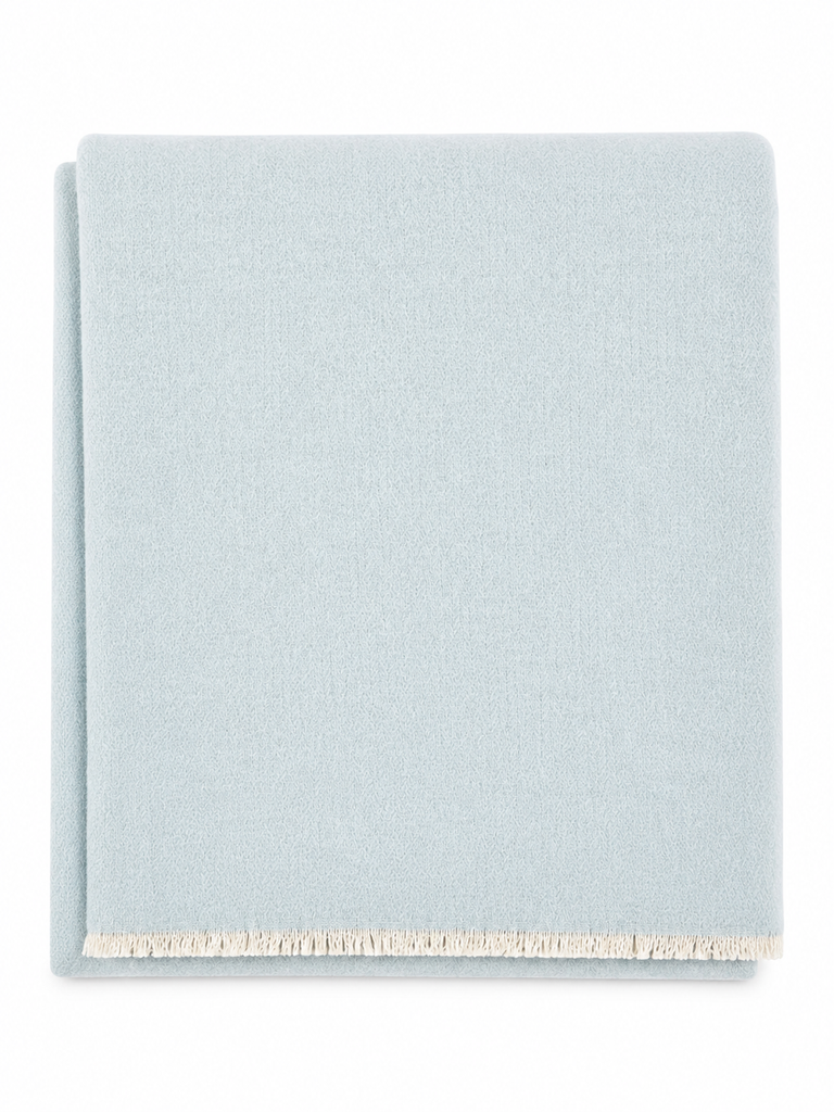 Cotton-Blend Mini Herringbone Throw with Eyelash Fringes