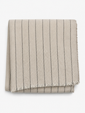 Cotton-Blend Pinstripe Throw with Eyelash Fringes