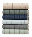 Cotton-Blend Pinstripe Throw with Eyelash Fringes