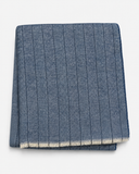 Cotton-Blend Pinstripe Throw with Eyelash Fringes