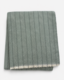 Cotton-Blend Pinstripe Throw with Eyelash Fringes