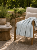 Cotton-Blend Pinstripe Throw with Eyelash Fringes