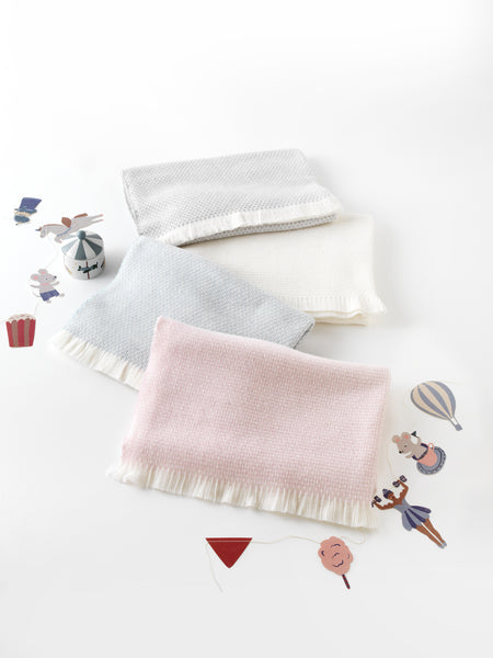 Cotton Blend Fringed Grain of Rice Baby Blanket