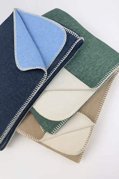 Double Faced Solid Color Throw with Blanket Stitch Edge
