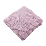 1333 - Cotton Jersey Baby Blanket w Knitted Scallop Lace Border - 45"x 45"