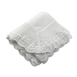 Cotton Jersey Baby Blanket w Knitted Scallop Lace Border
