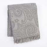 323 - Paisley Pattern Plush Throw with Grey Fringe - 55" x 70"