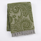 323 - Paisley Pattern Plush Throw with Grey Fringe - 55" x 70"