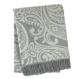 323 - Paisley Pattern Plush Throw with Grey Fringe - 55" x 70"