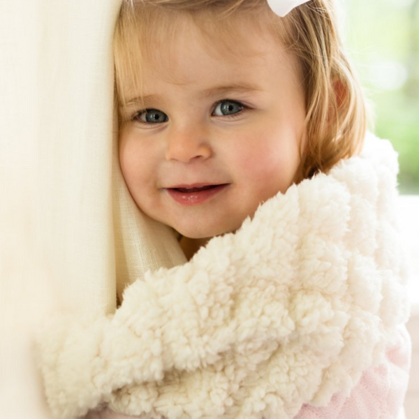 This blanket will provide a plush feeling for your baby and keep them warm and cozy. These blankets are available in soft colors with reverse texture of the faux sherpa. Personalize this with a monogram!  •30”x40”  •100% Microfiber Polyester  •Machine Washable  •Made in China  •Monogramable