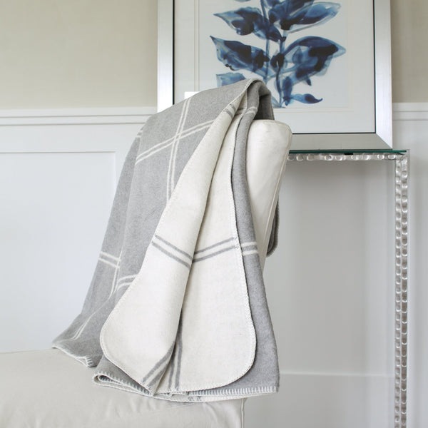 523 - Double Face Windowpane blanket with Stitched Edge 59" x 79"